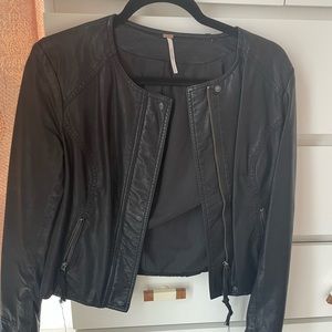 Free People black faux leather jacket